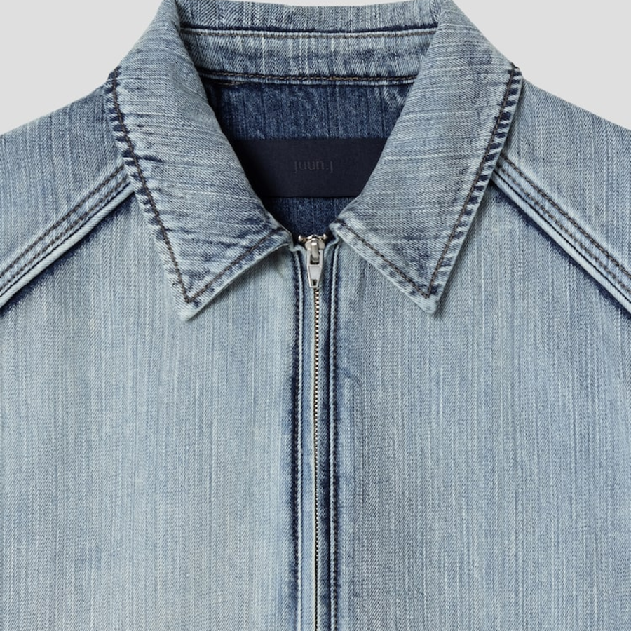 JUUN.J (Унисекс) Рубашка Denim Zip-Up Short-Sleeve Shirt – Blue