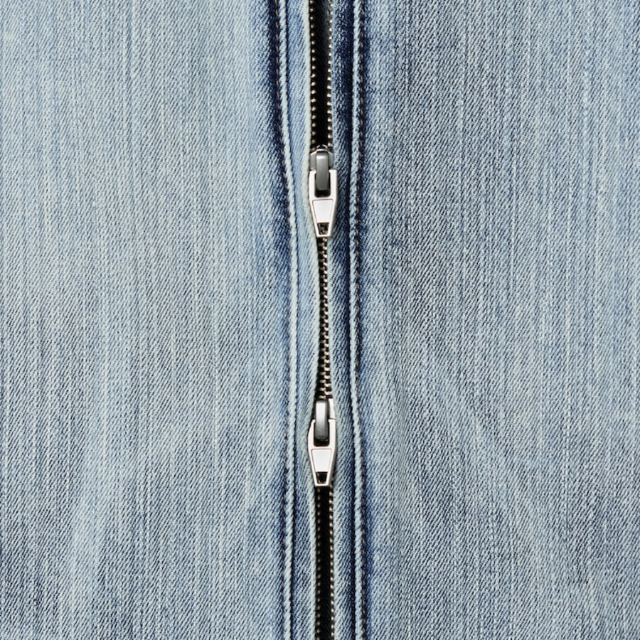 JUUN.J (Унисекс) Рубашка Denim Zip-Up Short-Sleeve Shirt – Blue