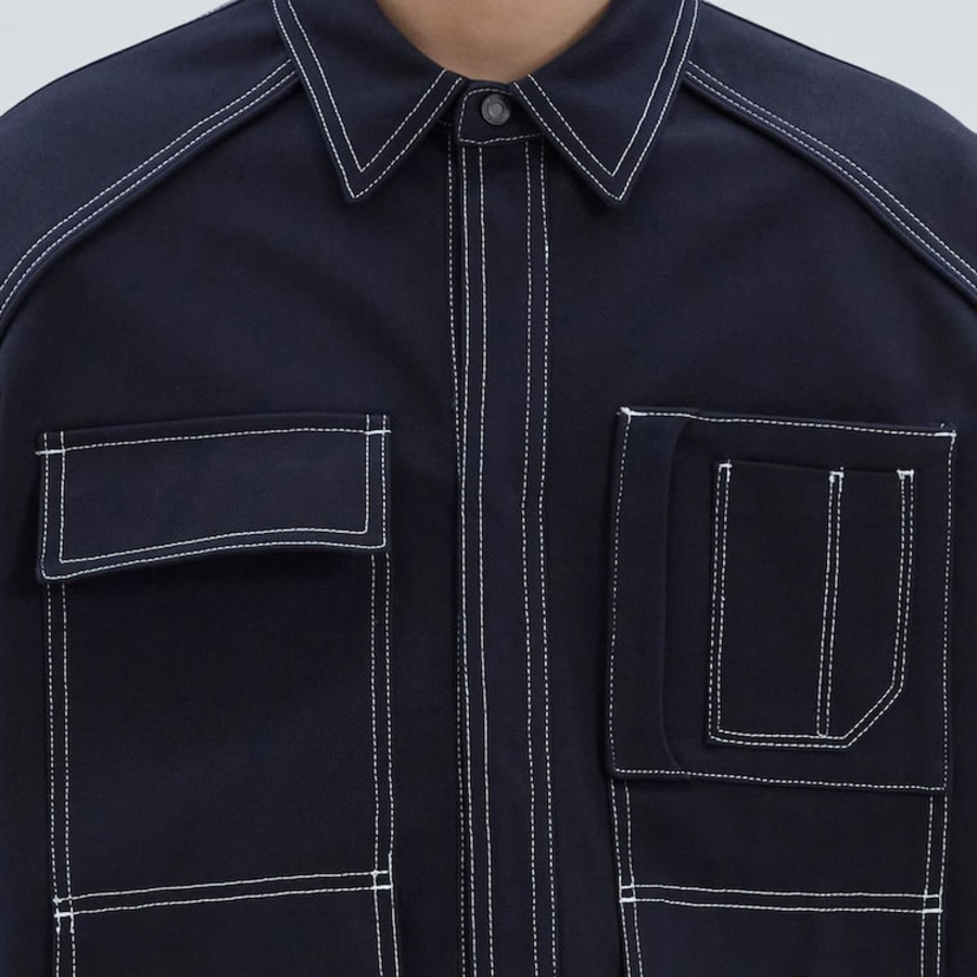 JUUN.J (Унисекс) Рубашка Cotton Work Pocket Short Sleeve Shirt – Navy