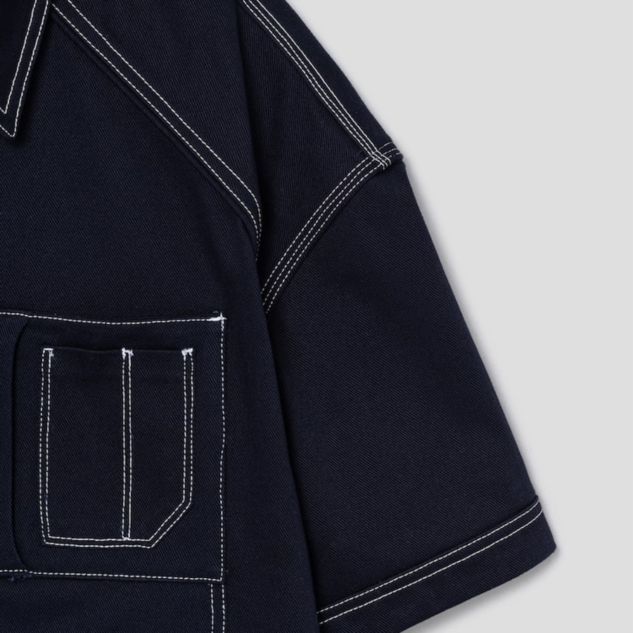 JUUN.J (Унисекс) Рубашка Cotton Work Pocket Short Sleeve Shirt – Navy