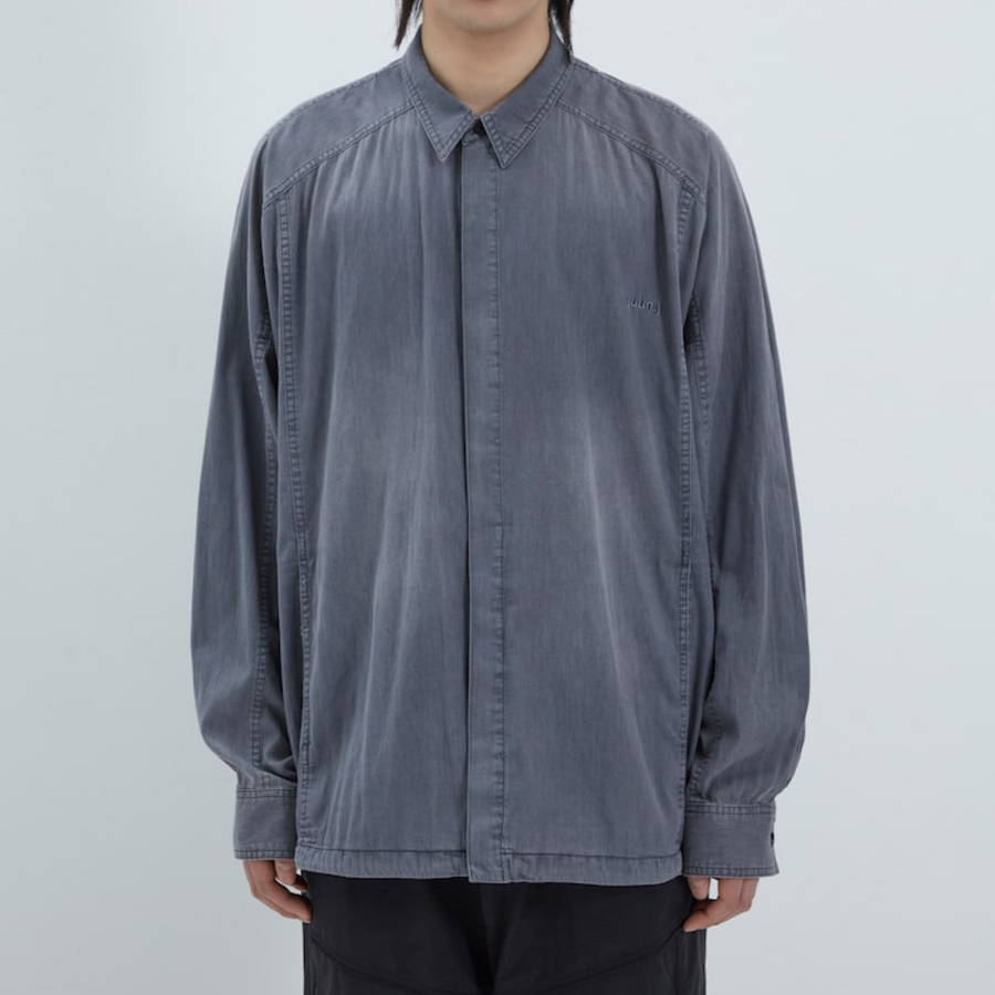 JUUN.J (Унисекс) Рубашка Light Denim Coach Shirt – Grey