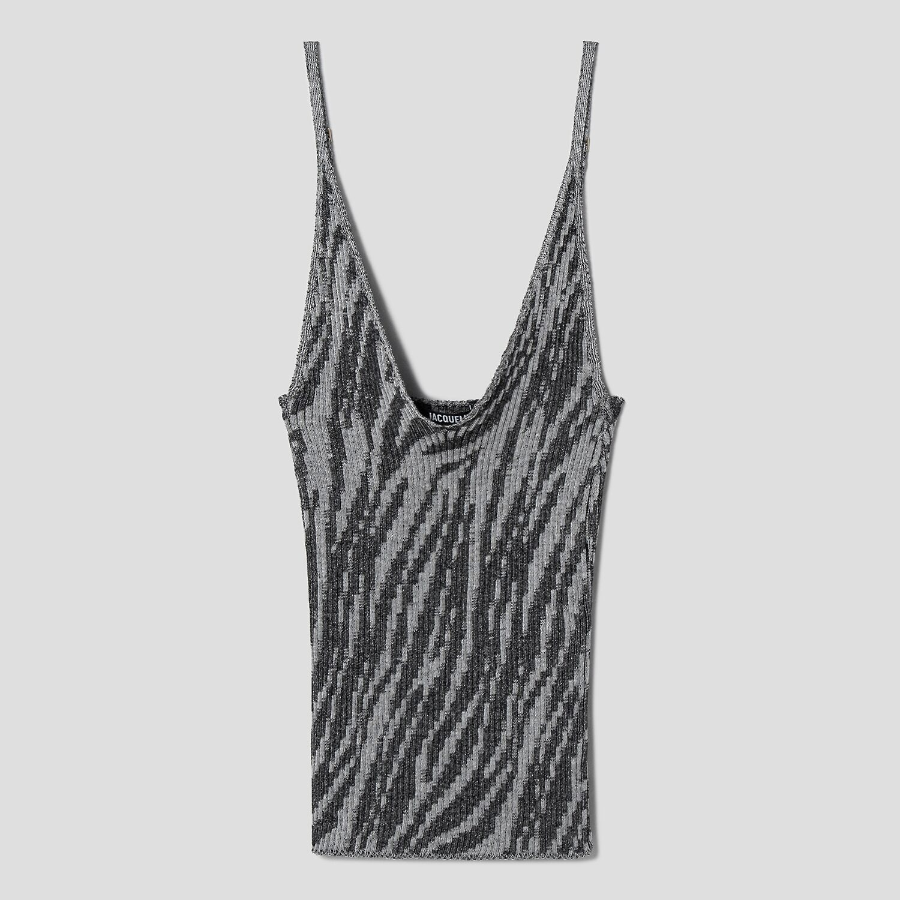 JACQUEMUS Le Debardeur Maille Zebra - Black And White Zebra