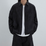 JUUN.J (Унисекс) Рубашка-куртка Painting Stripe Diagonal Zip-Up Shirt Jumper – Black