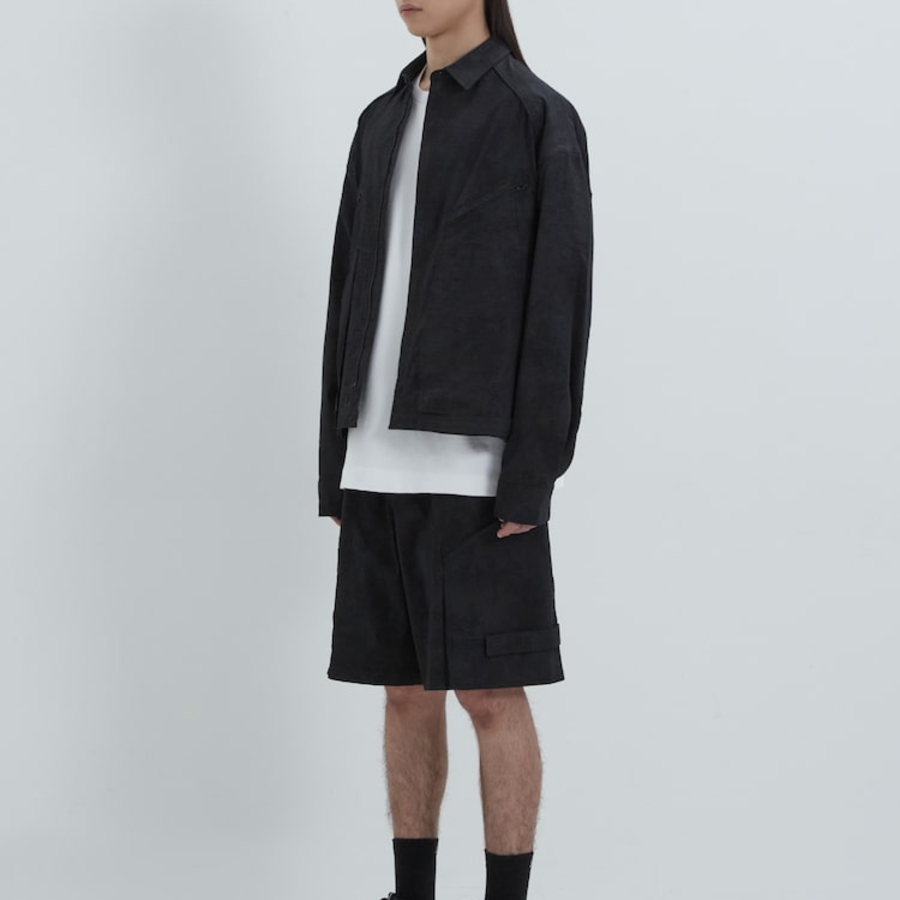 JUUN.J (Унисекс) Рубашка-куртка Painting Stripe Diagonal Zip-Up Shirt Jumper – Black