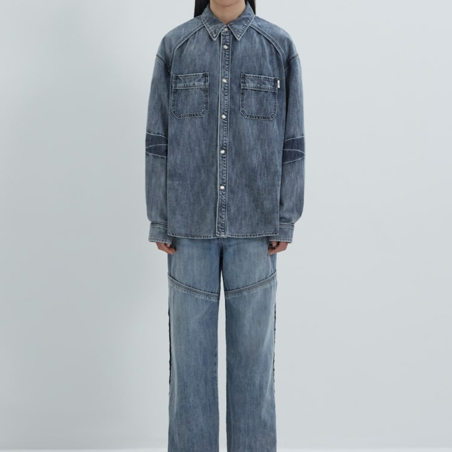 JUUN.J (Унисекс) Джинсовая рубашка Denim Two-Pocket Shirt – Blue