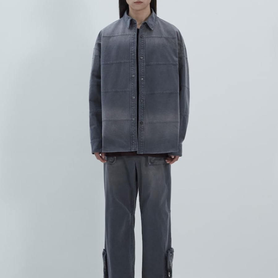 JUUN.J (Унисекс) Рубашка Horizontal Cut Dyed Loose-Fit Shirt – Grey