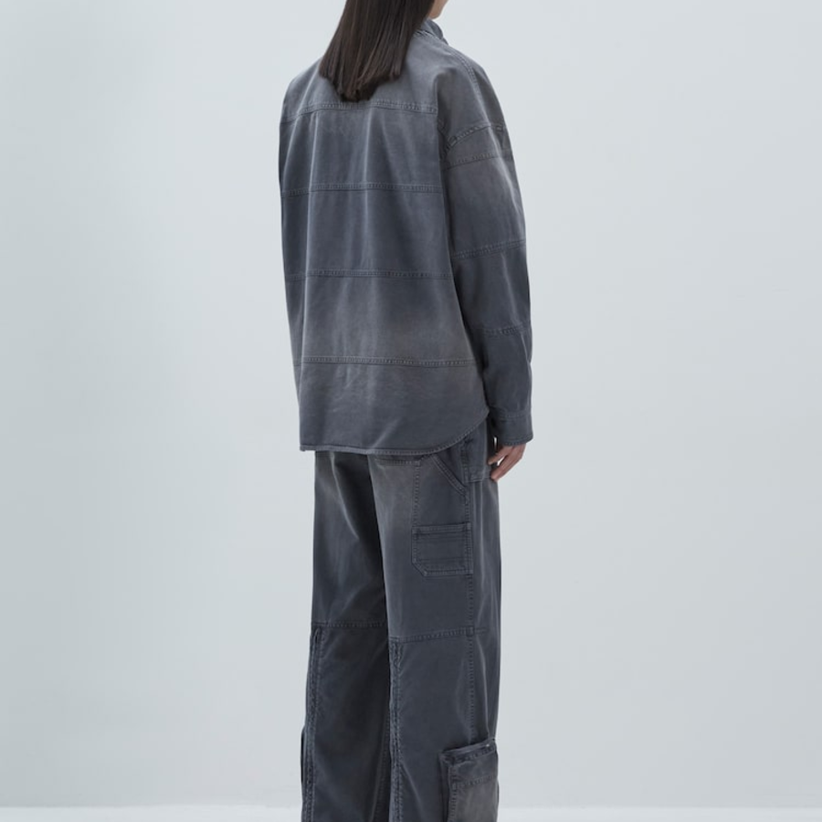 JUUN.J (Унисекс) Рубашка Horizontal Cut Dyed Loose-Fit Shirt – Grey