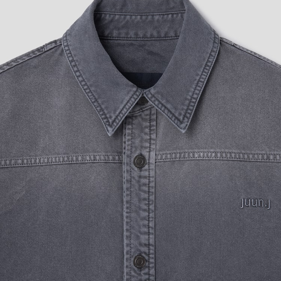 JUUN.J (Унисекс) Рубашка Horizontal Cut Dyed Loose-Fit Shirt – Grey