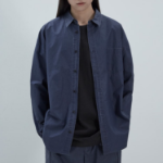 JUUN.J (Унисекс) Рубашка Navy Coated Loose-Fit Shirt – Navy