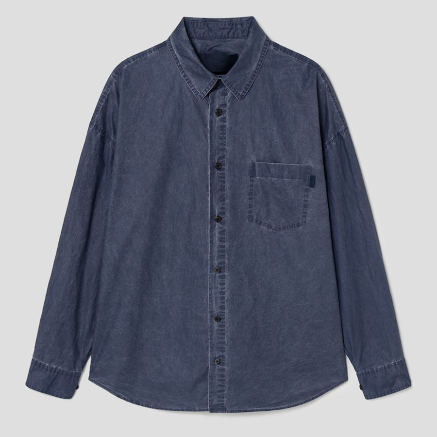 JUUN.J (Унисекс) Рубашка Navy Coated Loose-Fit Shirt – Navy