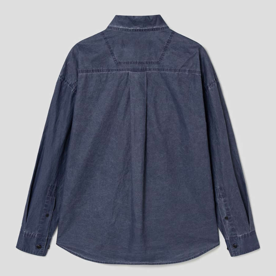 JUUN.J (Унисекс) Рубашка Navy Coated Loose-Fit Shirt – Navy