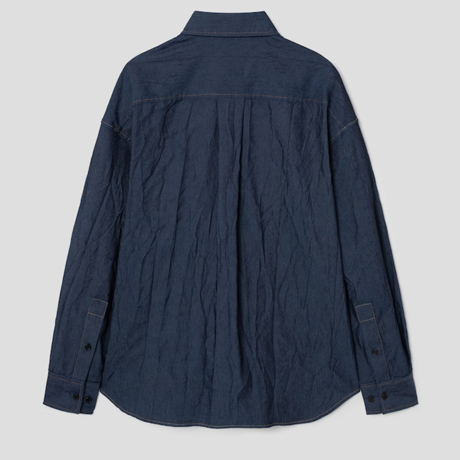 JUUN.J (Унисекс) Рубашка Wrinkled Denim Loose-Fit Shirt – Navy