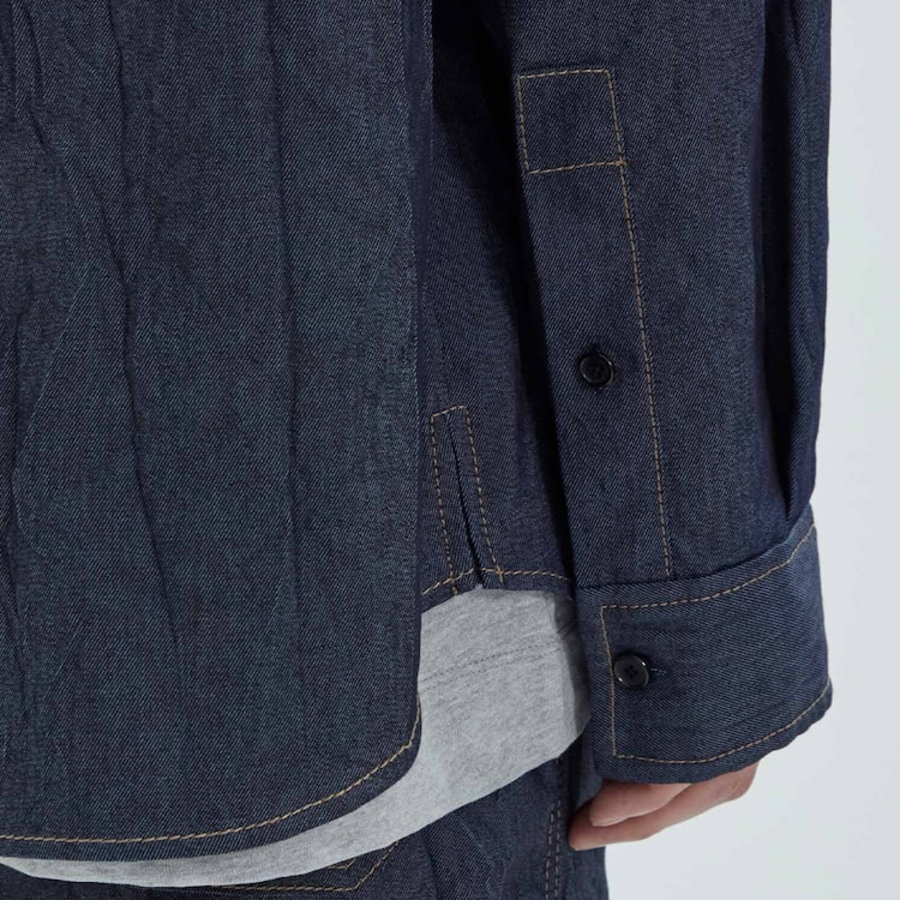 JUUN.J (Унисекс) Рубашка Wrinkled Denim Loose-Fit Shirt – Navy