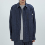 JUUN.J (Унисекс) Рубашка Wrinkled Denim Loose-Fit Shirt – Navy