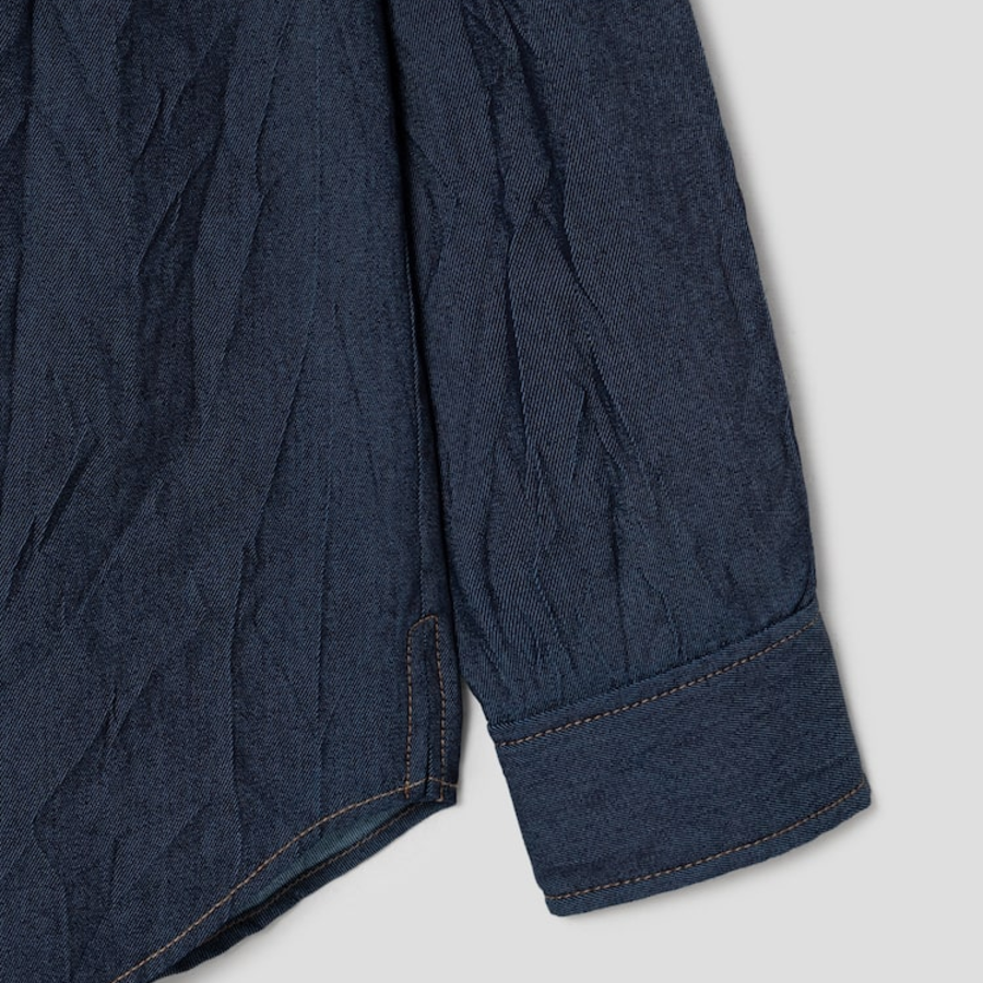 JUUN.J (Унисекс) Рубашка Wrinkled Denim Loose-Fit Shirt – Navy