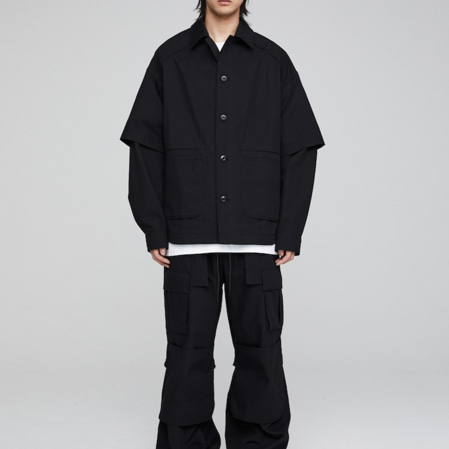 JUUN.J (Унисекс) Рубашка Work Pocket Dual Layer Sleeve Shirt – Black