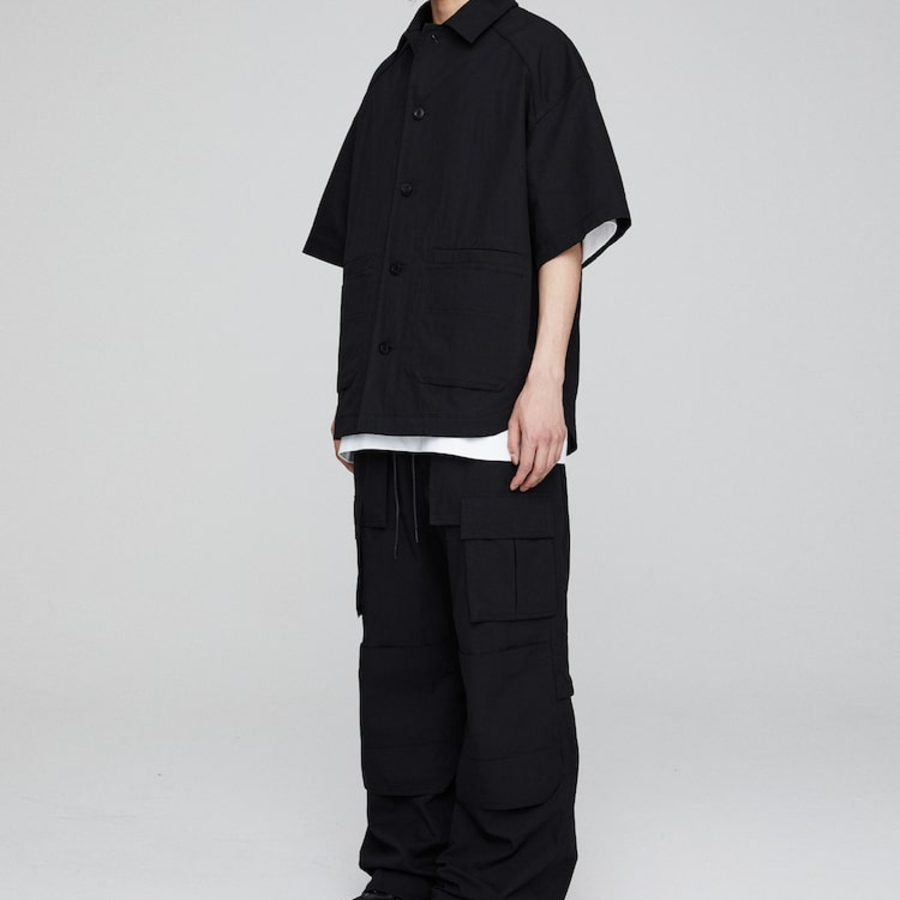 JUUN.J (Унисекс) Рубашка Work Pocket Dual Layer Sleeve Shirt – Black