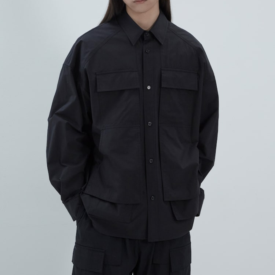 JUUN.J (Унисекс) Рубашка Light Cotton Work Pocket Shirt – Black