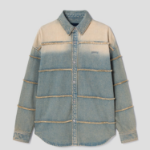 JUUN.J (Унисекс) Рубашка Denim Horizontal Fringe Loose Fit Shirt – Blue