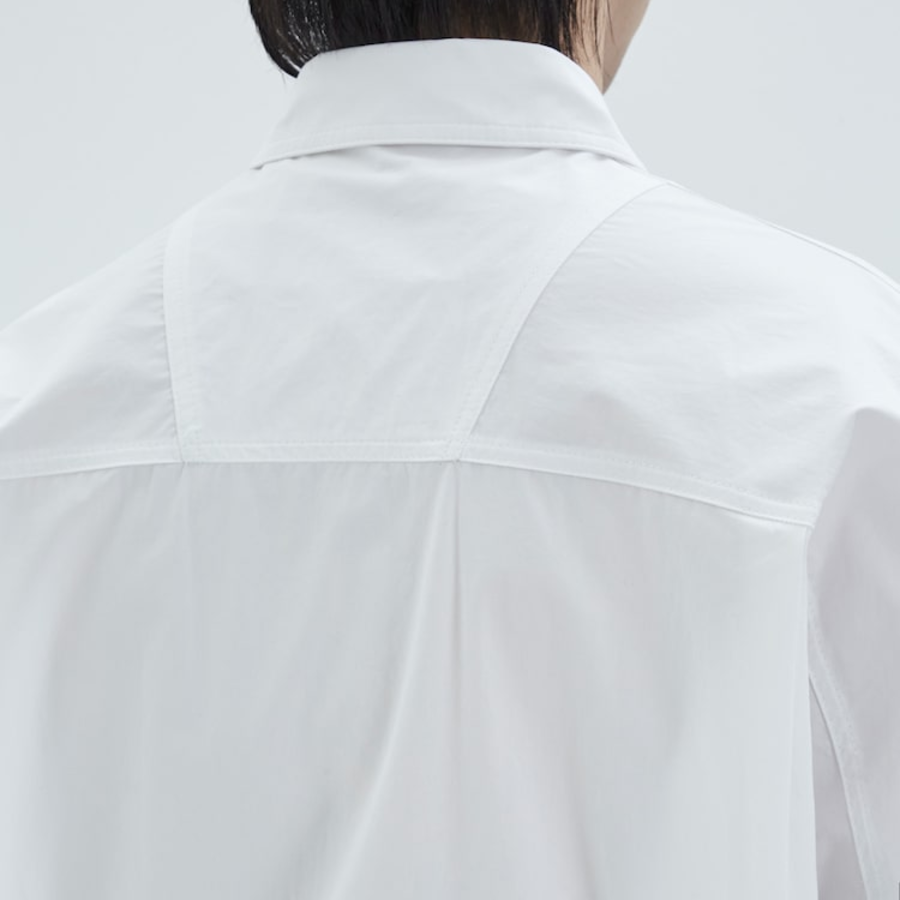 JUUN.J (Унисекс) Рубашка Crispy Cotton Rib Band Oversized Shirt – White