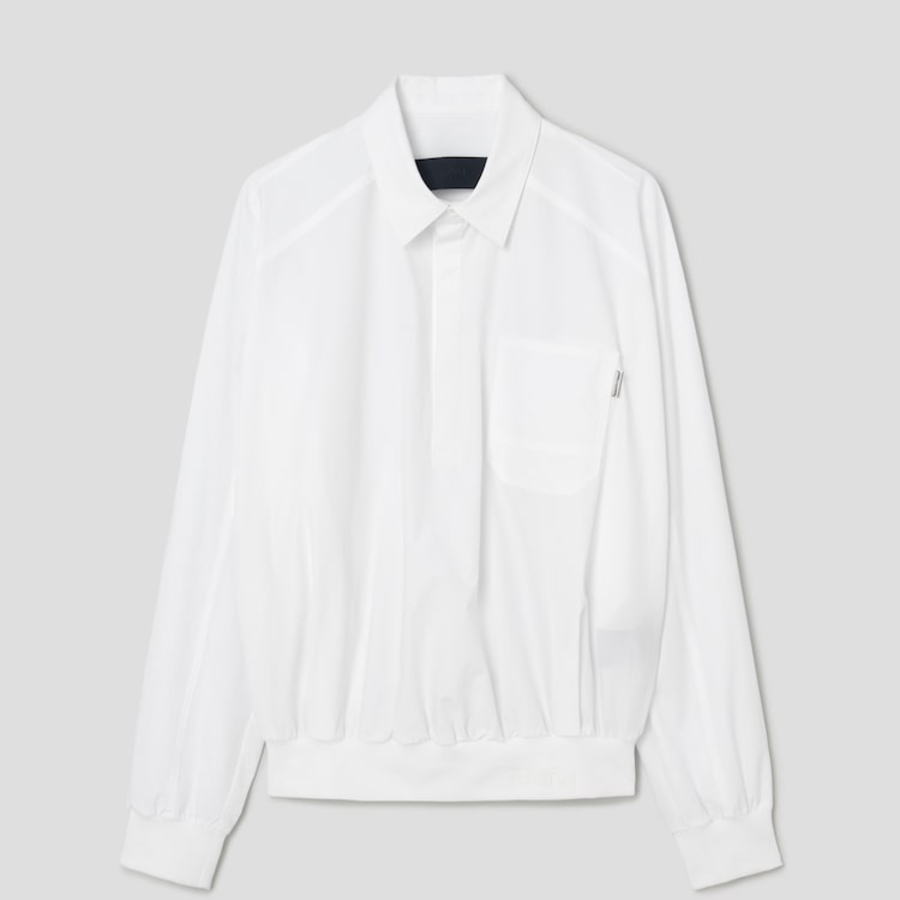 JUUN.J (Унисекс) Рубашка Crispy Cotton Rib Band Oversized Shirt – White