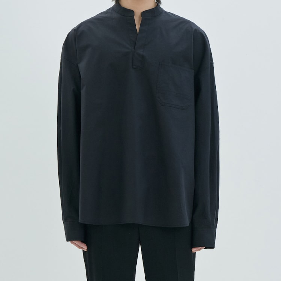 JUUN.J (Унисекс) Рубашка Crispy Cotton Tunic Loose Fit Shirt – Black