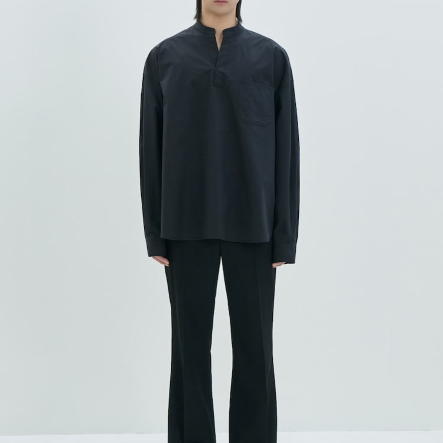 JUUN.J (Унисекс) Рубашка Crispy Cotton Tunic Loose Fit Shirt – Black