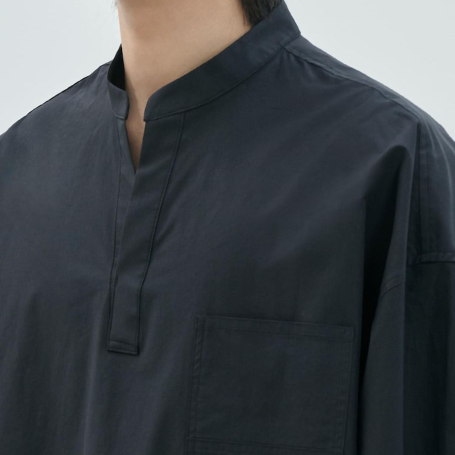 JUUN.J (Унисекс) Рубашка Crispy Cotton Tunic Loose Fit Shirt – Black