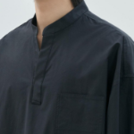 JUUN.J (Унисекс) Рубашка Crispy Cotton Tunic Loose Fit Shirt – Black