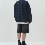 JUUN.J (Унисекс) Куртка Structured Check Semi-Overfit Coach Blouson – Navy