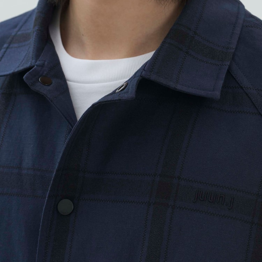JUUN.J (Унисекс) Куртка Structured Check Semi-Overfit Coach Blouson – Navy