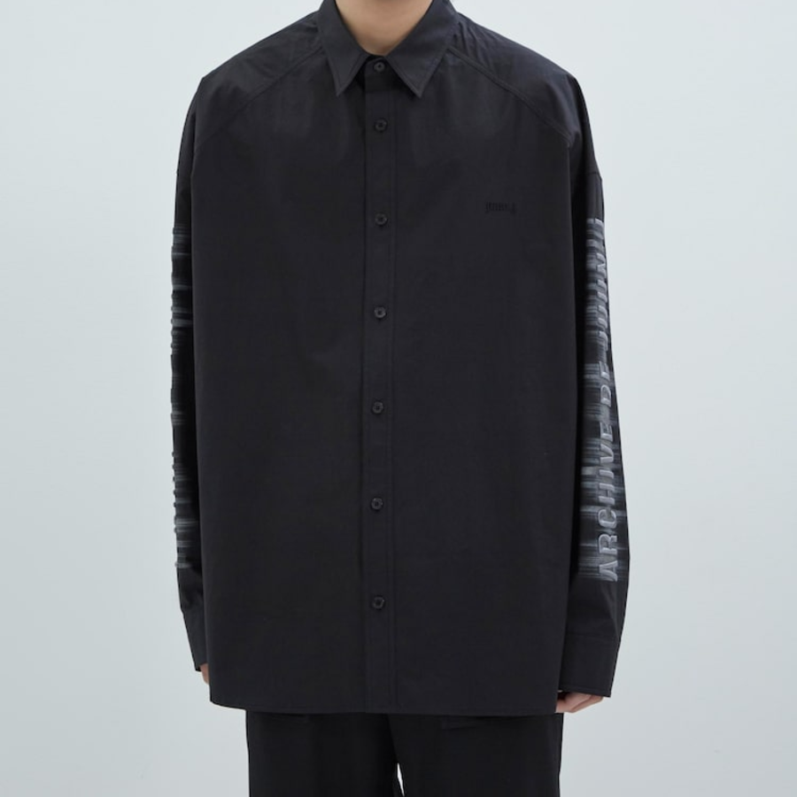 JUUN.J (Унисекс) ARCHIVE Lettering Semi-Overfit Shirt – Black
