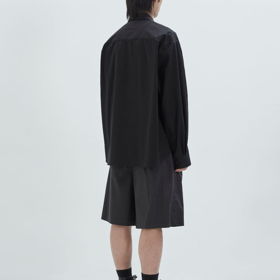 JUUN.J (Унисекс) [CORE] Flow Cotton Zip-Up Semi-Overfit Shirt – Black