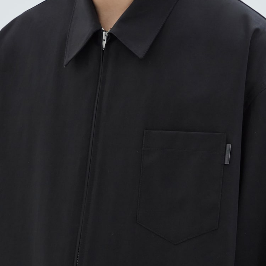 JUUN.J (Унисекс) [CORE] Flow Cotton Zip-Up Semi-Overfit Shirt – Black