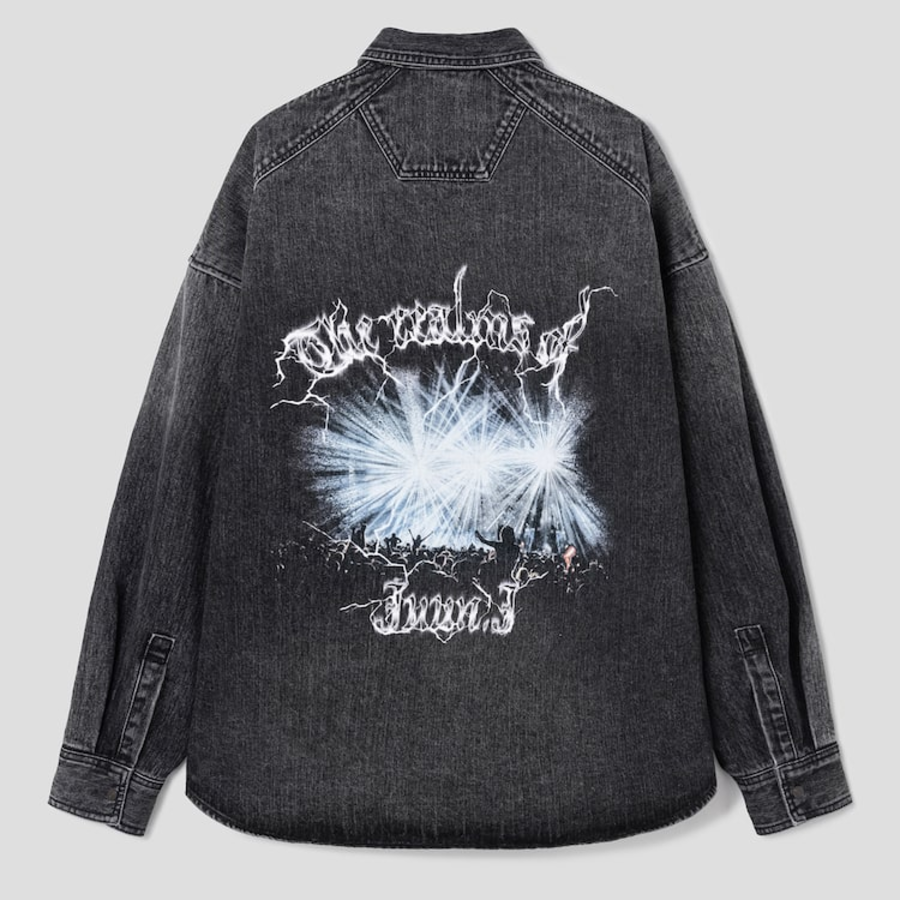 JUUN.J (Унисекс) ECCENTRIC FLASH Graphic Denim Shirt – Dark Grey