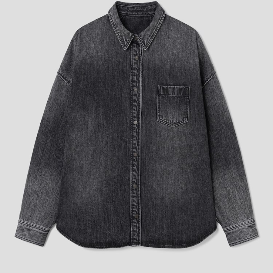 JUUN.J (Унисекс) ECCENTRIC FLASH Graphic Denim Shirt – Dark Grey