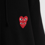 PLAY COMME des GARÇONS (Унисекс) Double Red Heart Wappen Hoodie – Black