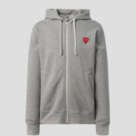 PLAY COMME des GARÇONS (Унисекс) Multi Heart Print Cotton Zip-Up Hoodie – Grey