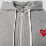 PLAY COMME des GARÇONS (Унисекс) Multi Heart Print Cotton Zip-Up Hoodie – Grey