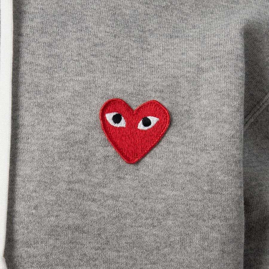 PLAY COMME des GARÇONS (Унисекс) Multi Heart Print Cotton Zip-Up Hoodie – Grey