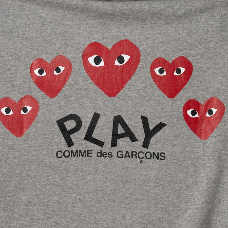 PLAY COMME des GARÇONS (Унисекс) Multi Heart Print Cotton Zip-Up Hoodie – Grey