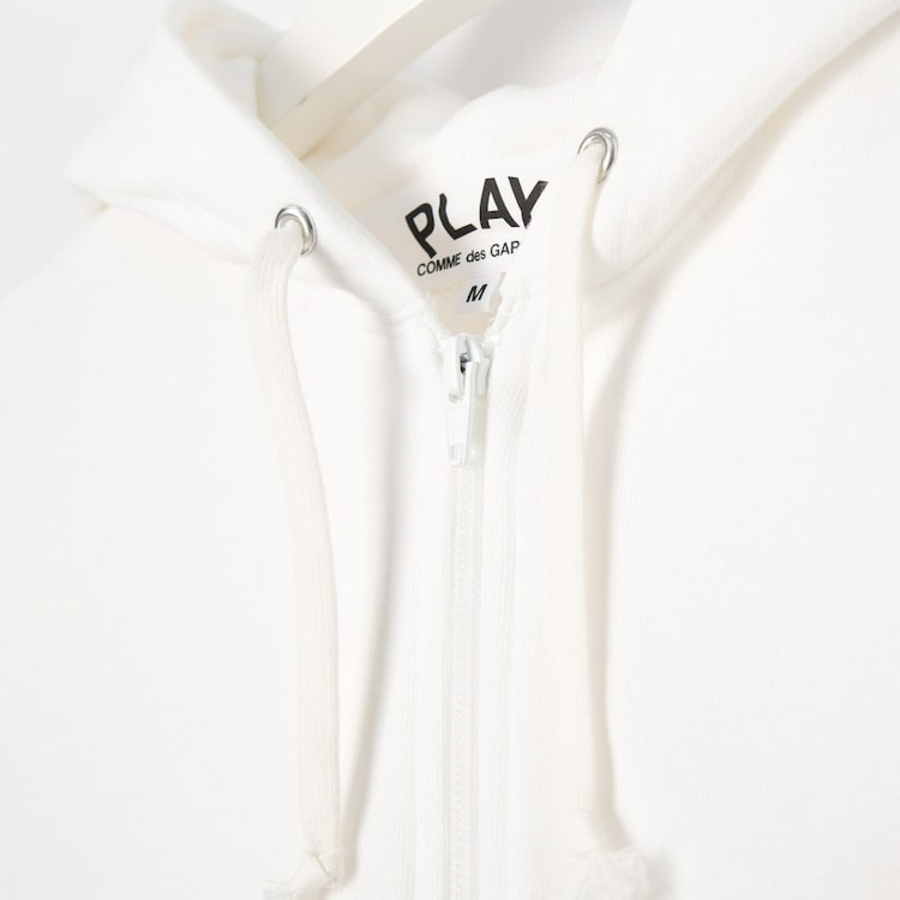 PLAY COMME des GARÇONS (Унисекс) Double Red Heart Wappen Cotton Hoodie – White