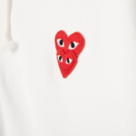 PLAY COMME des GARÇONS (Унисекс) Double Red Heart Wappen Cotton Hoodie – White