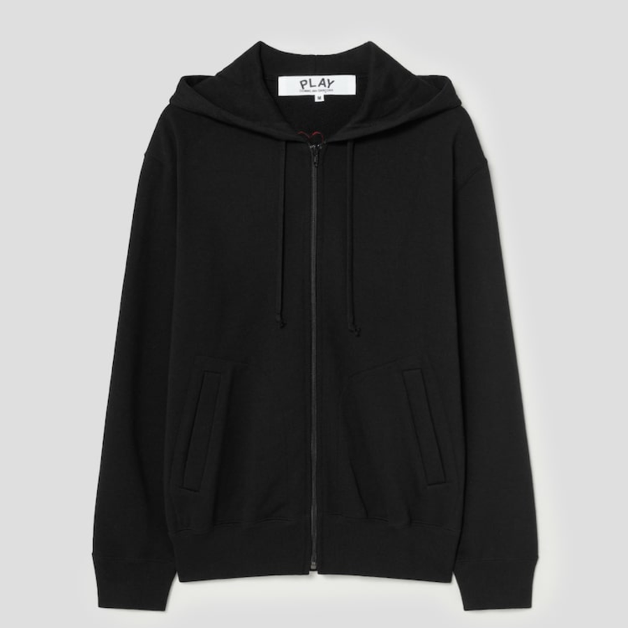 PLAY COMME des GARÇONS (Унисекс) Red Heart Wappen Zip-up Hoodie – Black