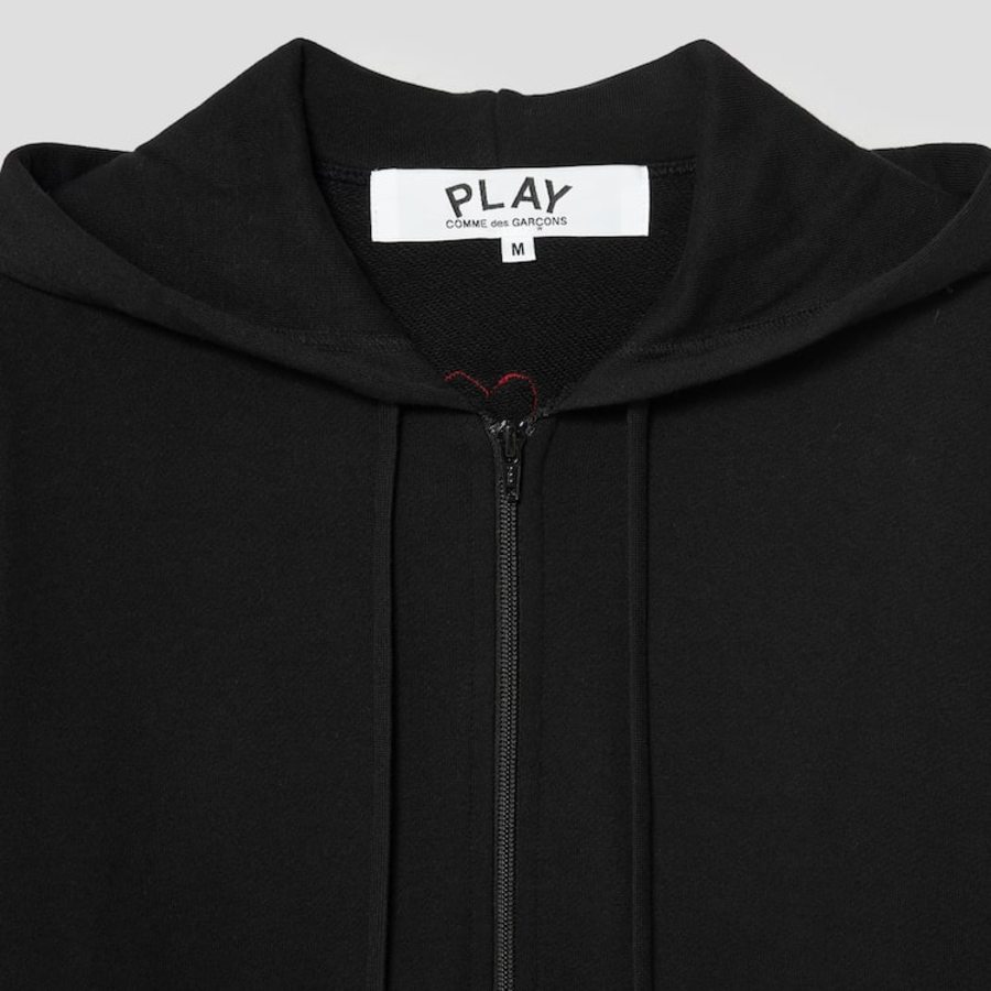 PLAY COMME des GARÇONS (Унисекс) Red Heart Wappen Zip-up Hoodie – Black