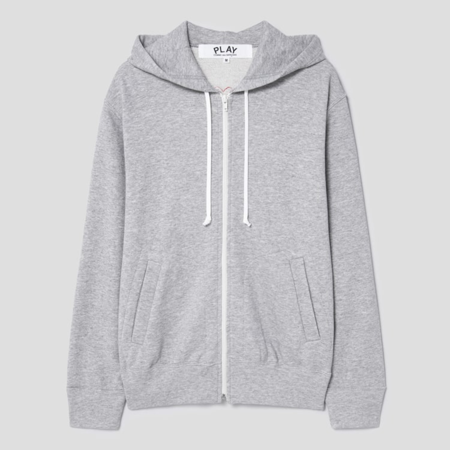 PLAY COMME des GARÇONS (Унисекс) Red Heart Wappen Zip-up Hoodie – Grey