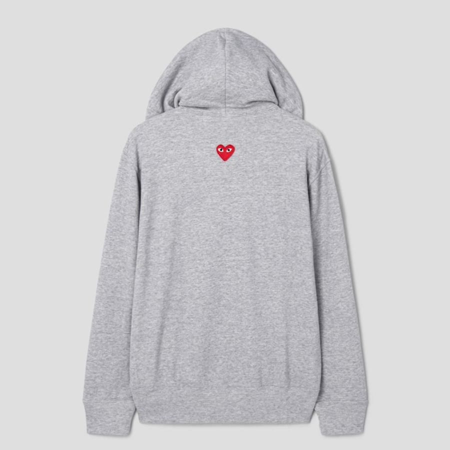 PLAY COMME des GARÇONS (Унисекс) Red Heart Wappen Zip-up Hoodie – Grey