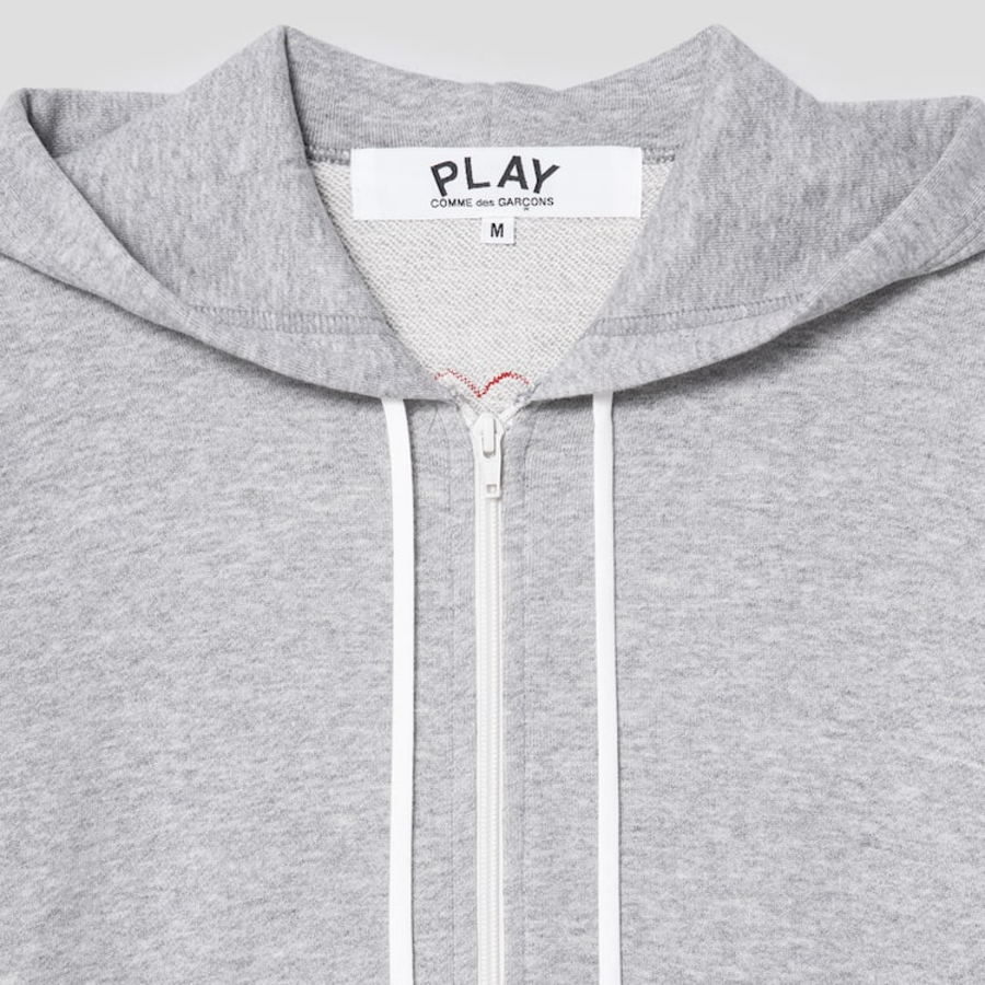 PLAY COMME des GARÇONS (Унисекс) Red Heart Wappen Zip-up Hoodie – Grey