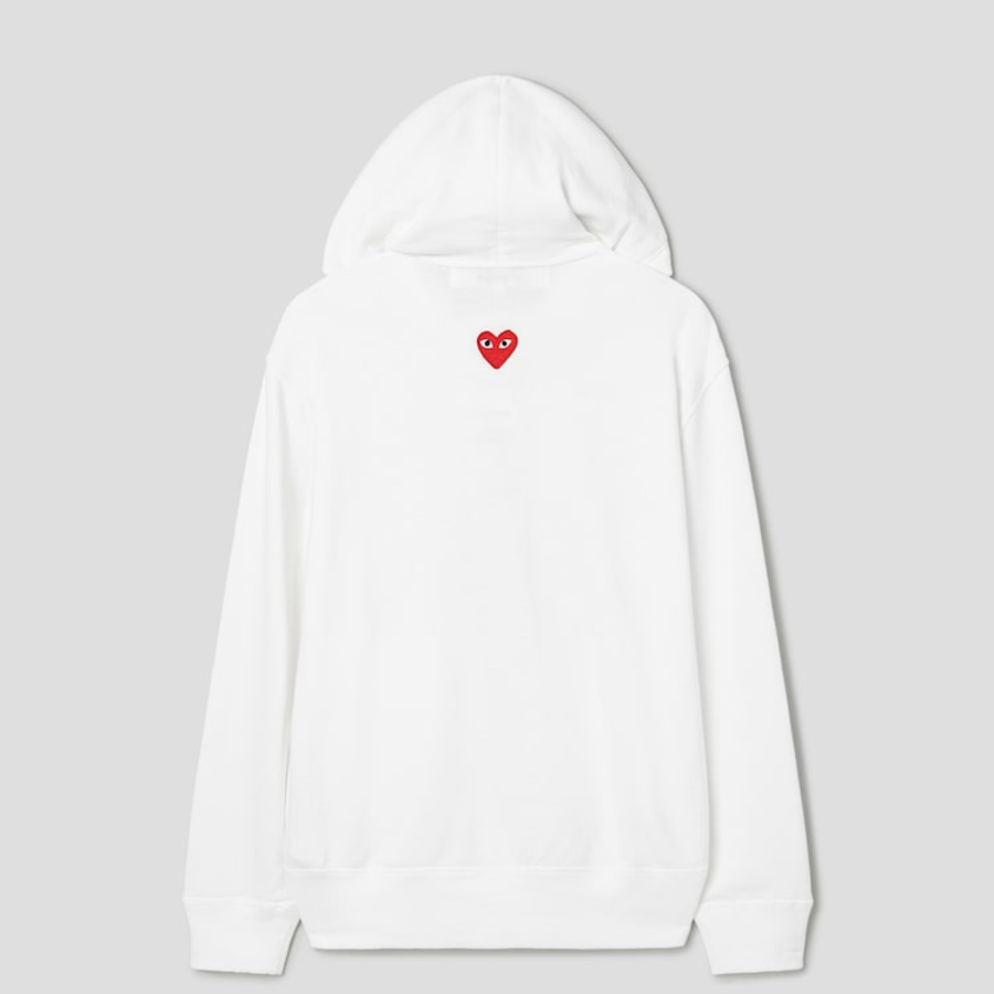 PLAY COMME des GARÇONS (Унисекс) Red Heart Wappen Zip-up Hoodie – White