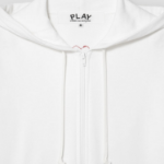 PLAY COMME des GARÇONS (Унисекс) Red Heart Wappen Zip-up Hoodie – White